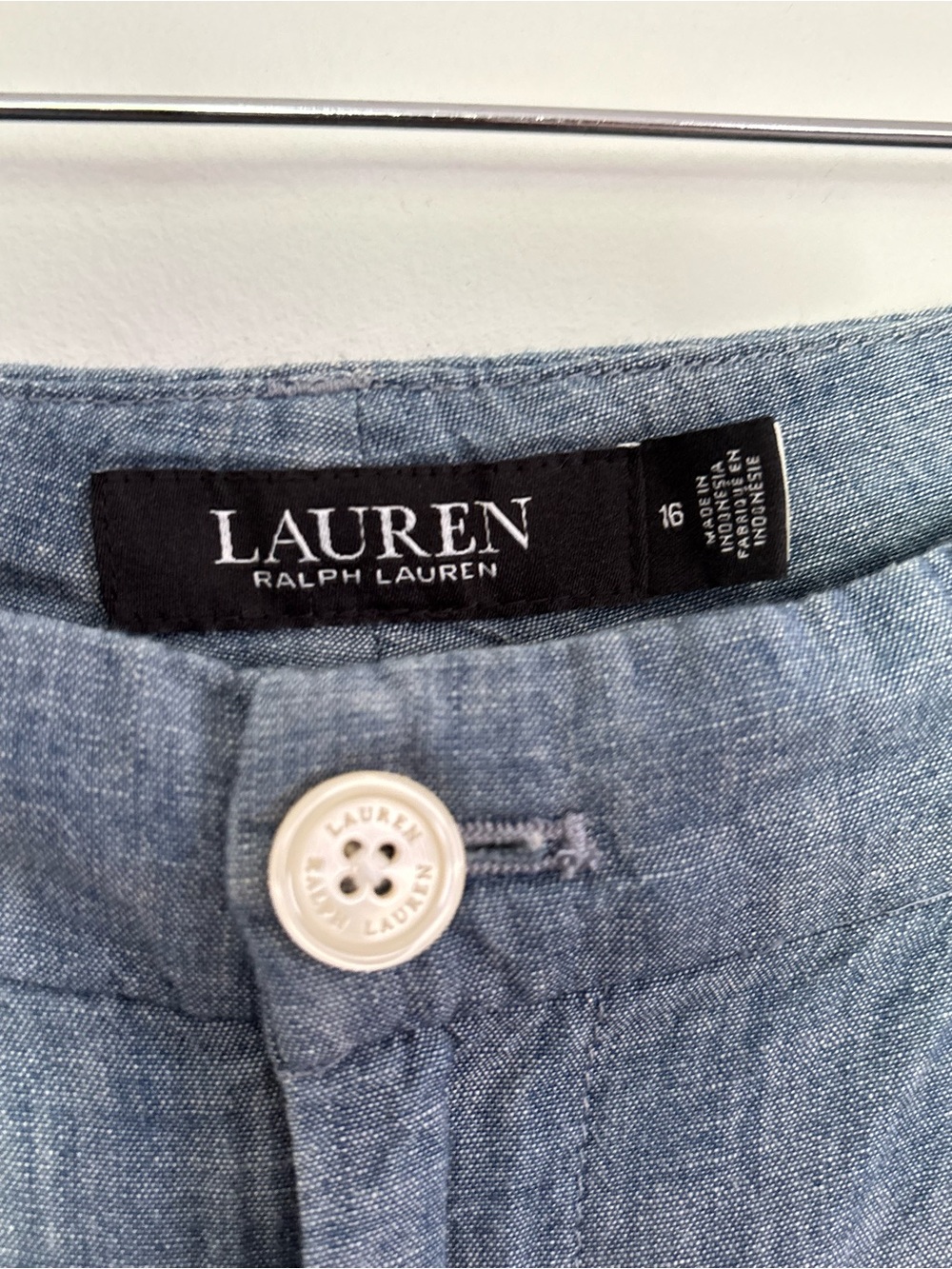 Lauren Ralph Lauren Pleated Chambray Wide Leg Pants Size 16 NEW Classic L64 - Picture 8 of 15